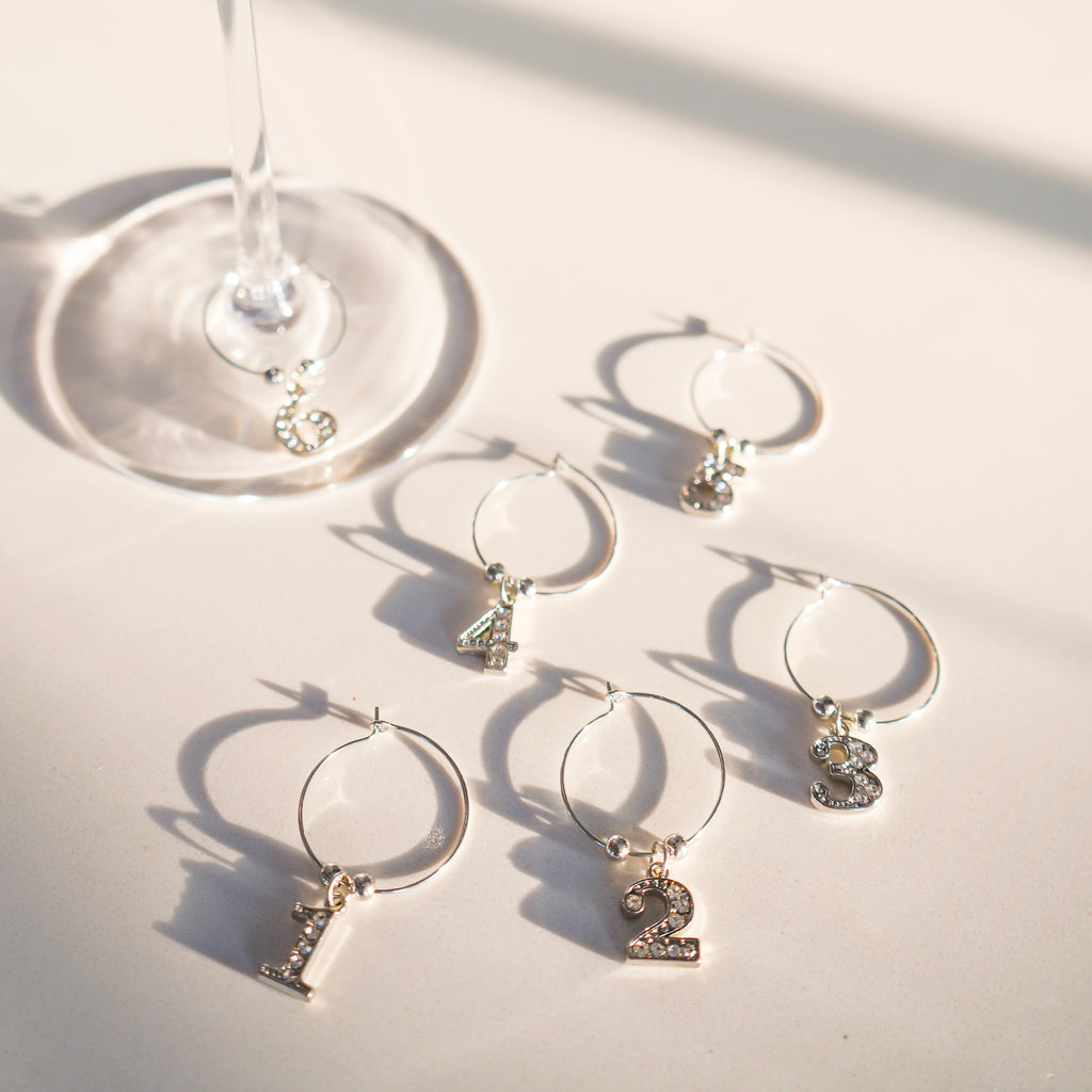 Marques-verre - chiffres argent (set de 6)