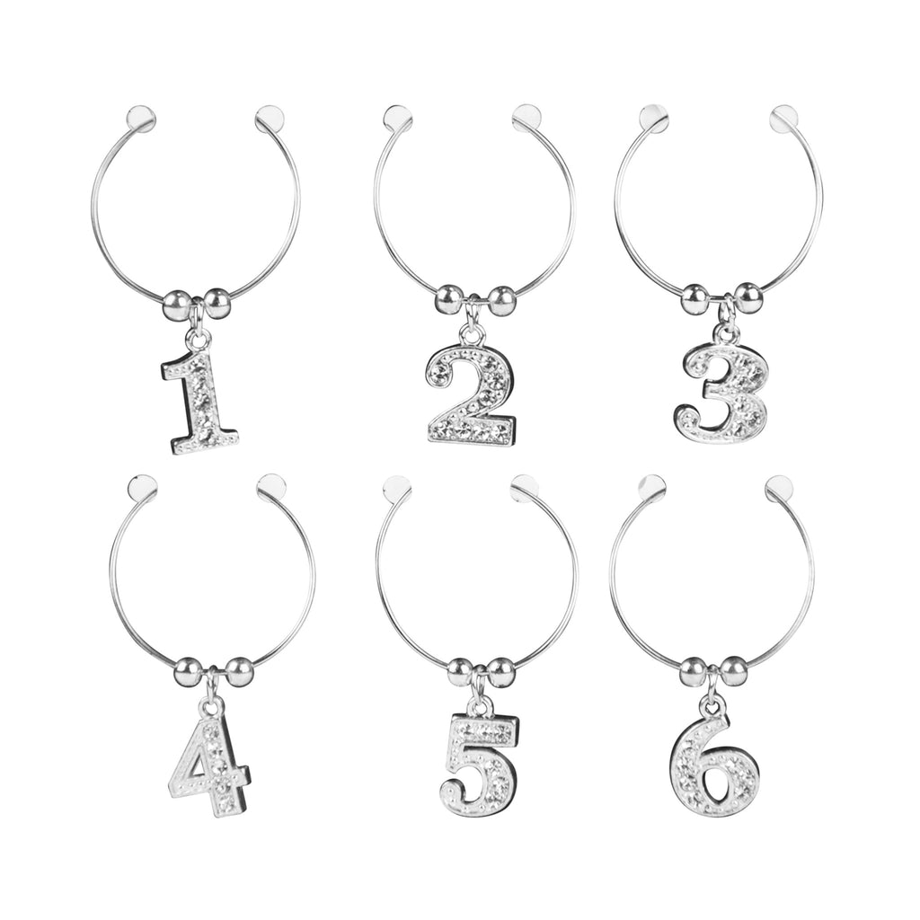 Marques-verre - chiffres argent (set de 6)