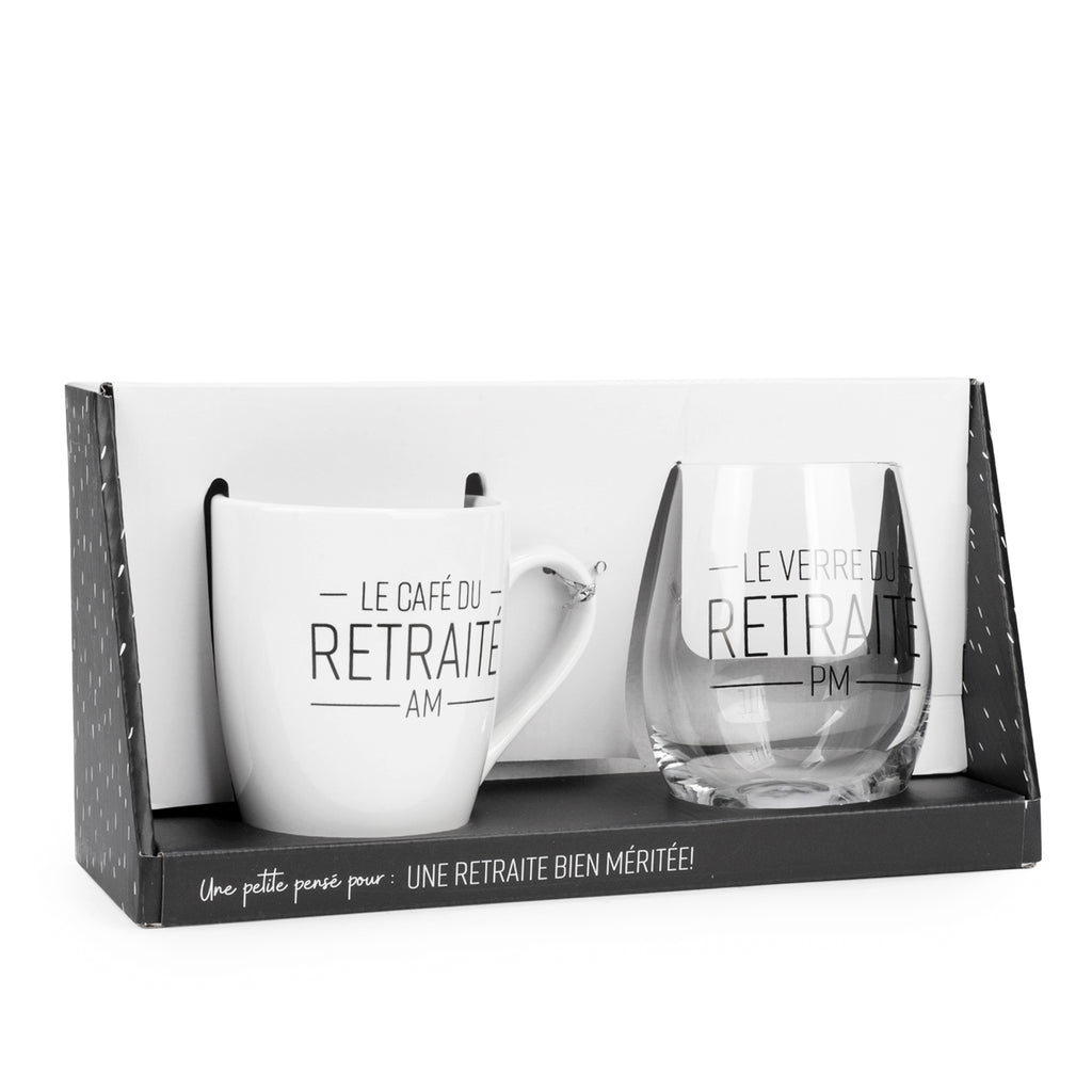Ens. tasse & verre à vin ''retraité''