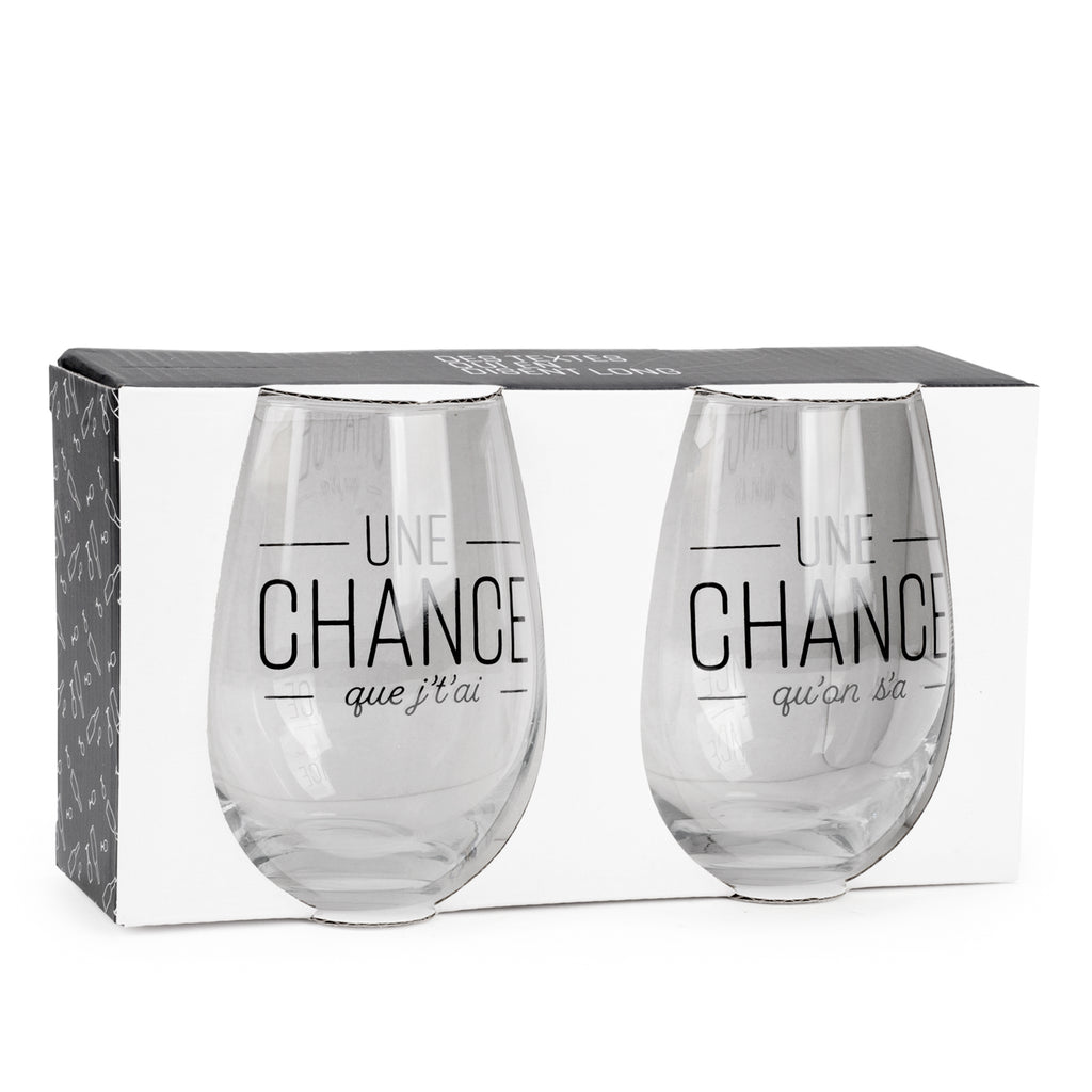 Ens. verres à vin ''une chance''