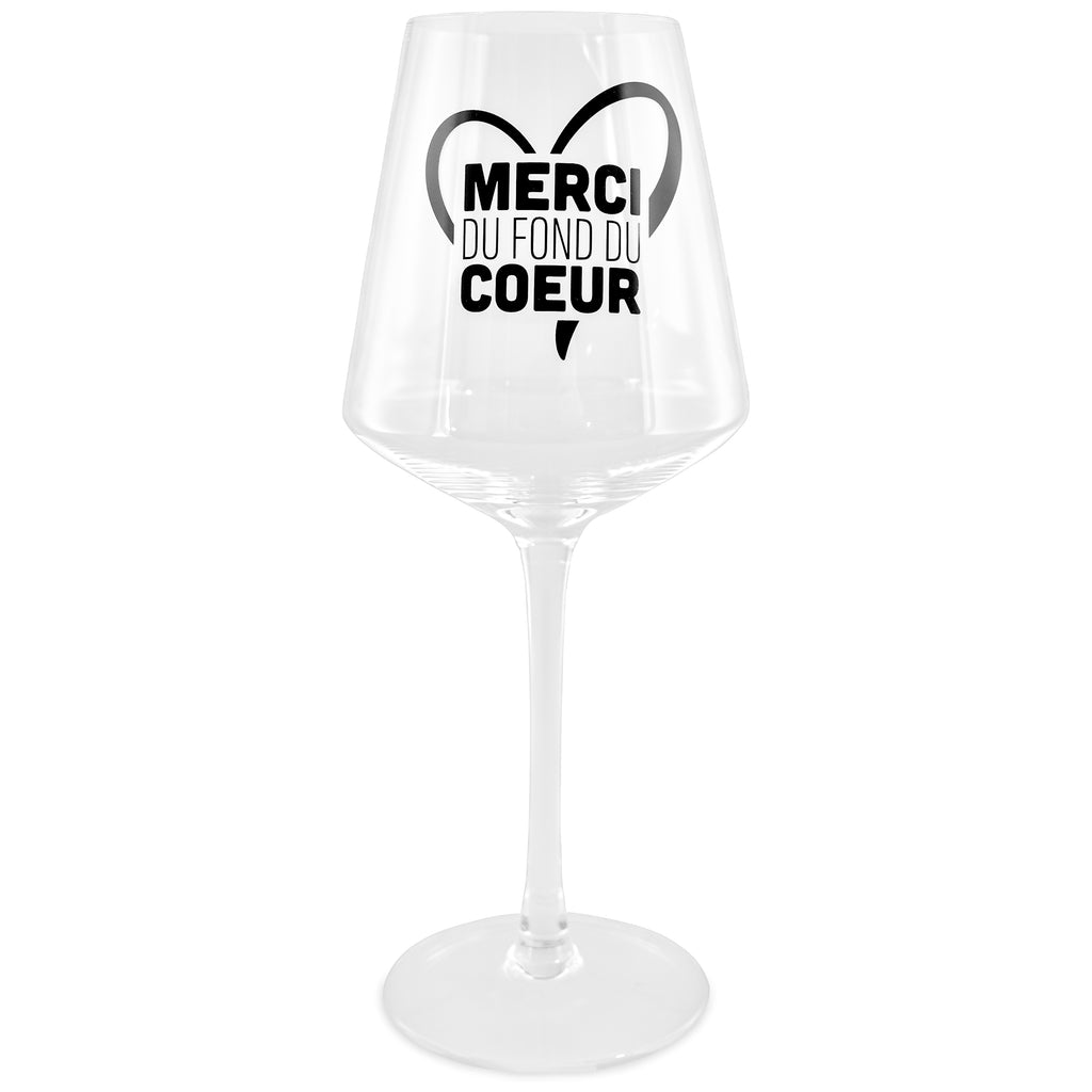 Verre à vin avec pied ''merci du fond du coeur''