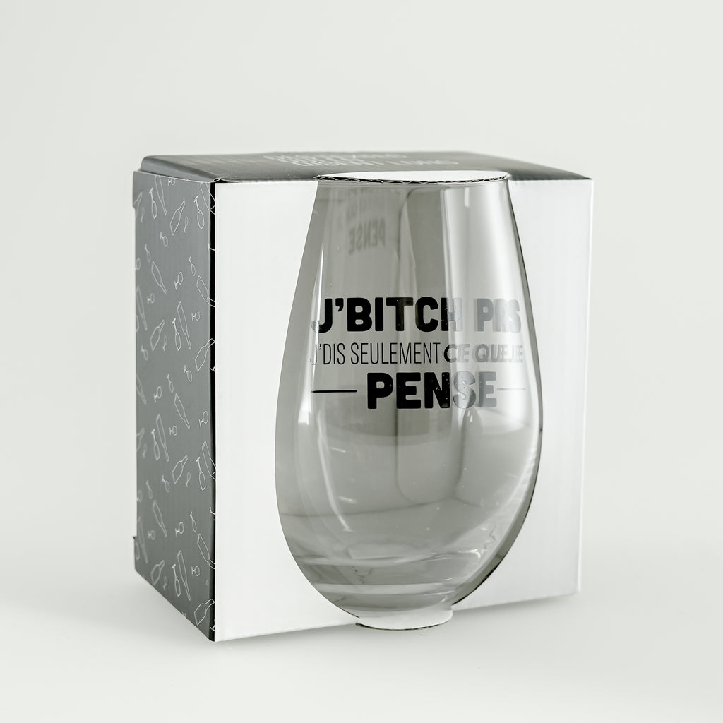 Verre à vin sans pied ''j'bitch pas''