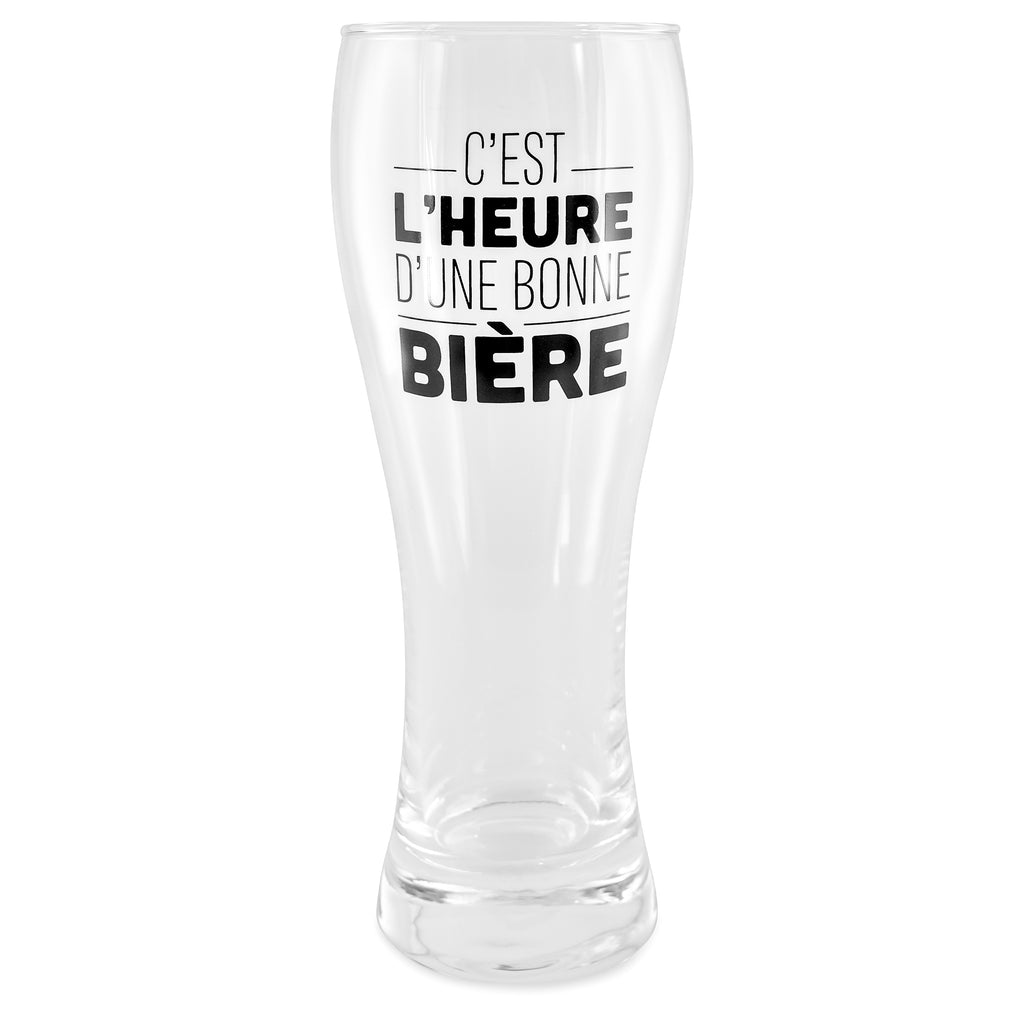 Verre à bière ''c'est l'heure d'une bonne bière''