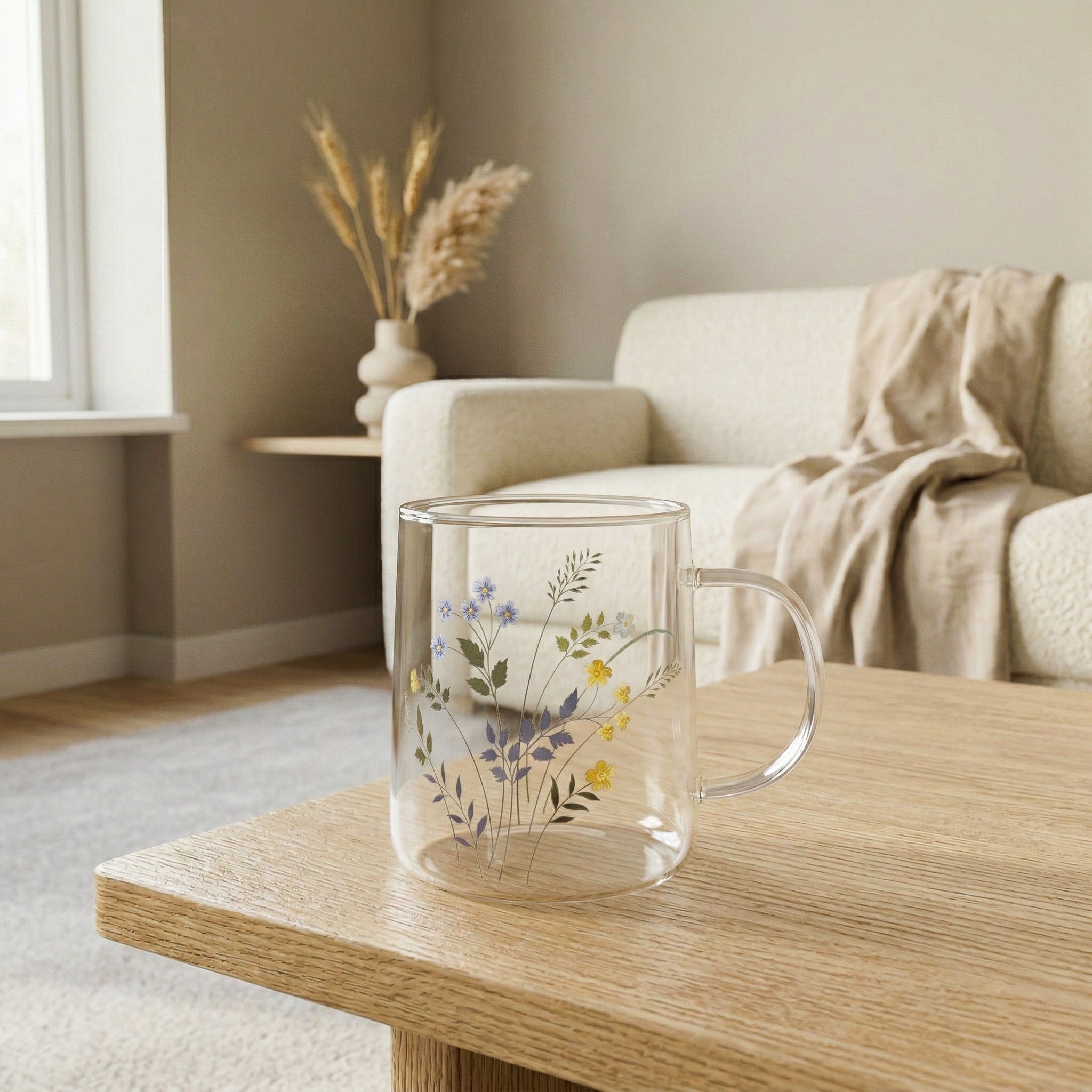 Tasse en verre - Fleurs des champs