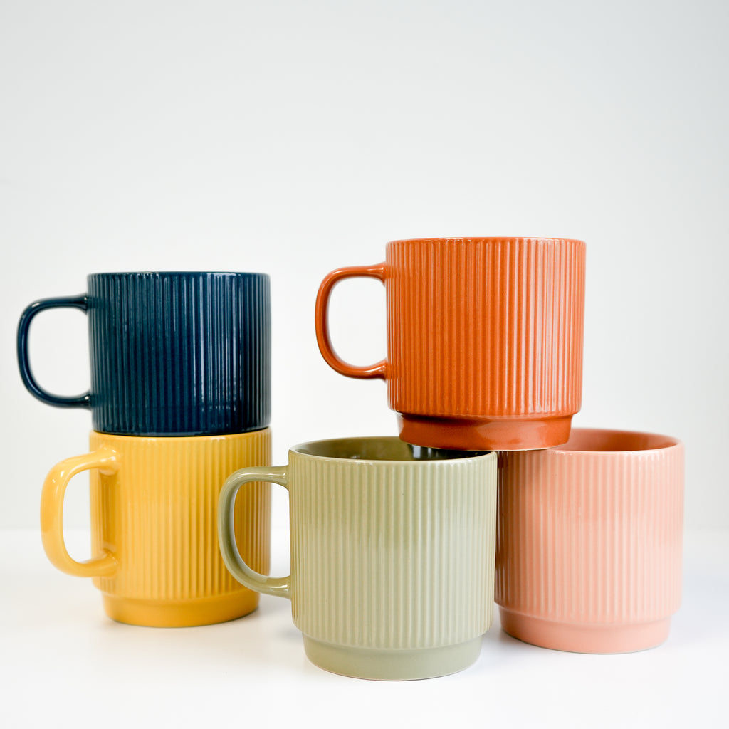Tasse striée & empilable - Bleu