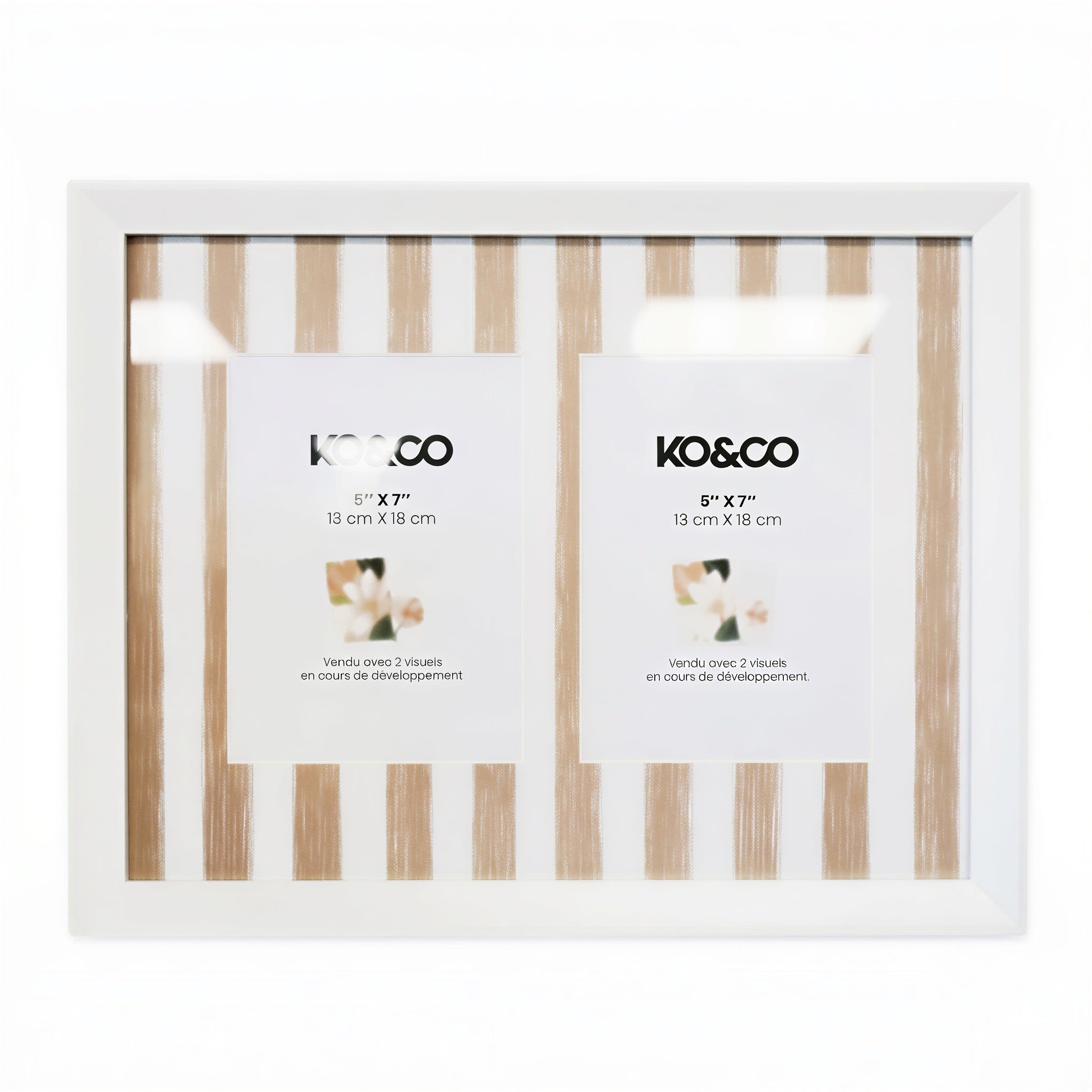 Cadre photo double en bois blanc - 5 x 7