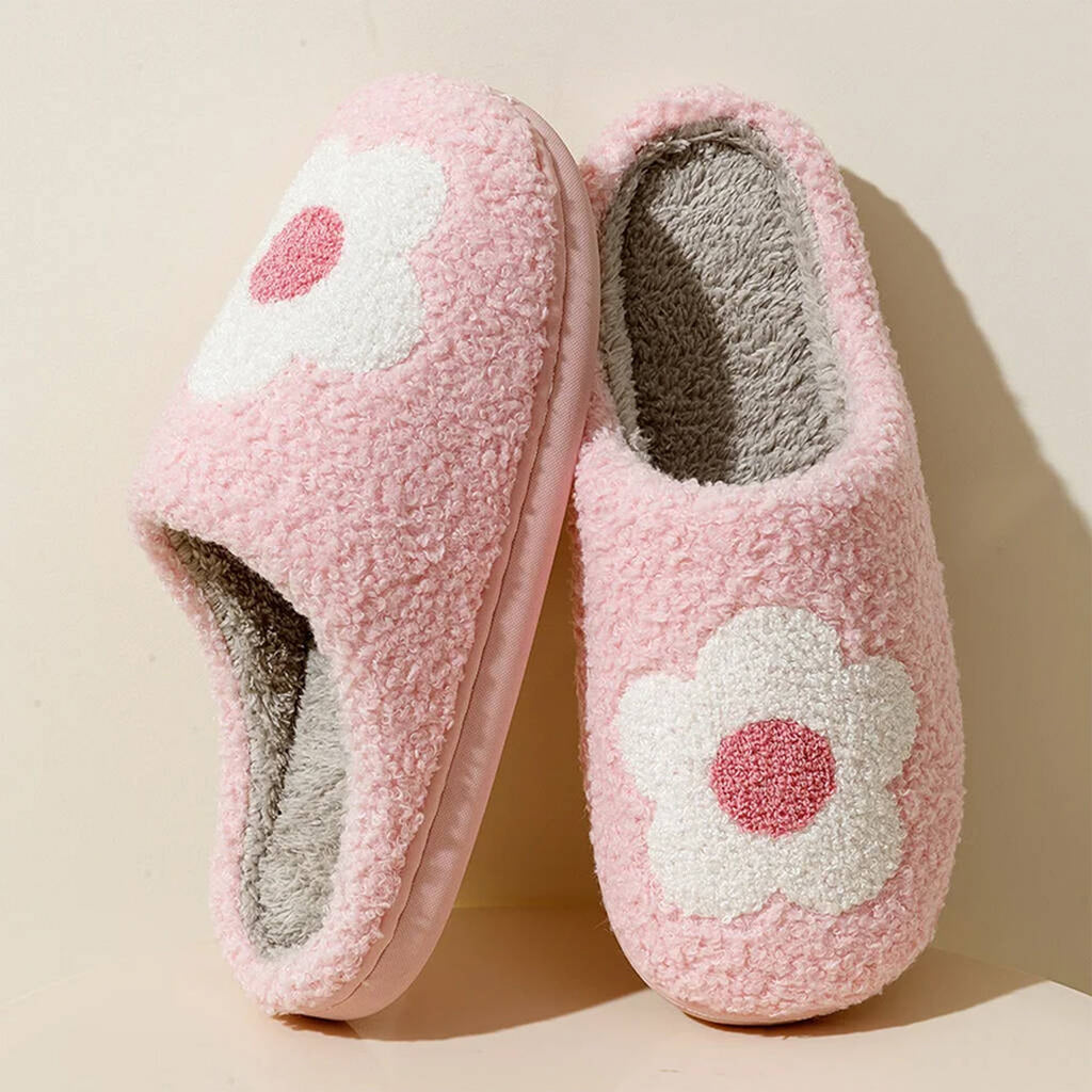 Pantoufle à motif rose - Fleur blanche