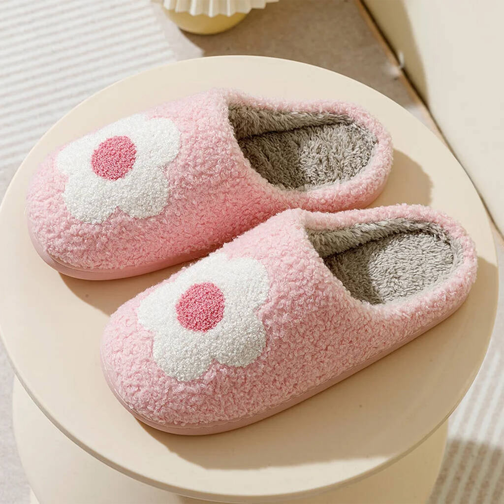 Pantoufle à motif rose - Fleur blanche