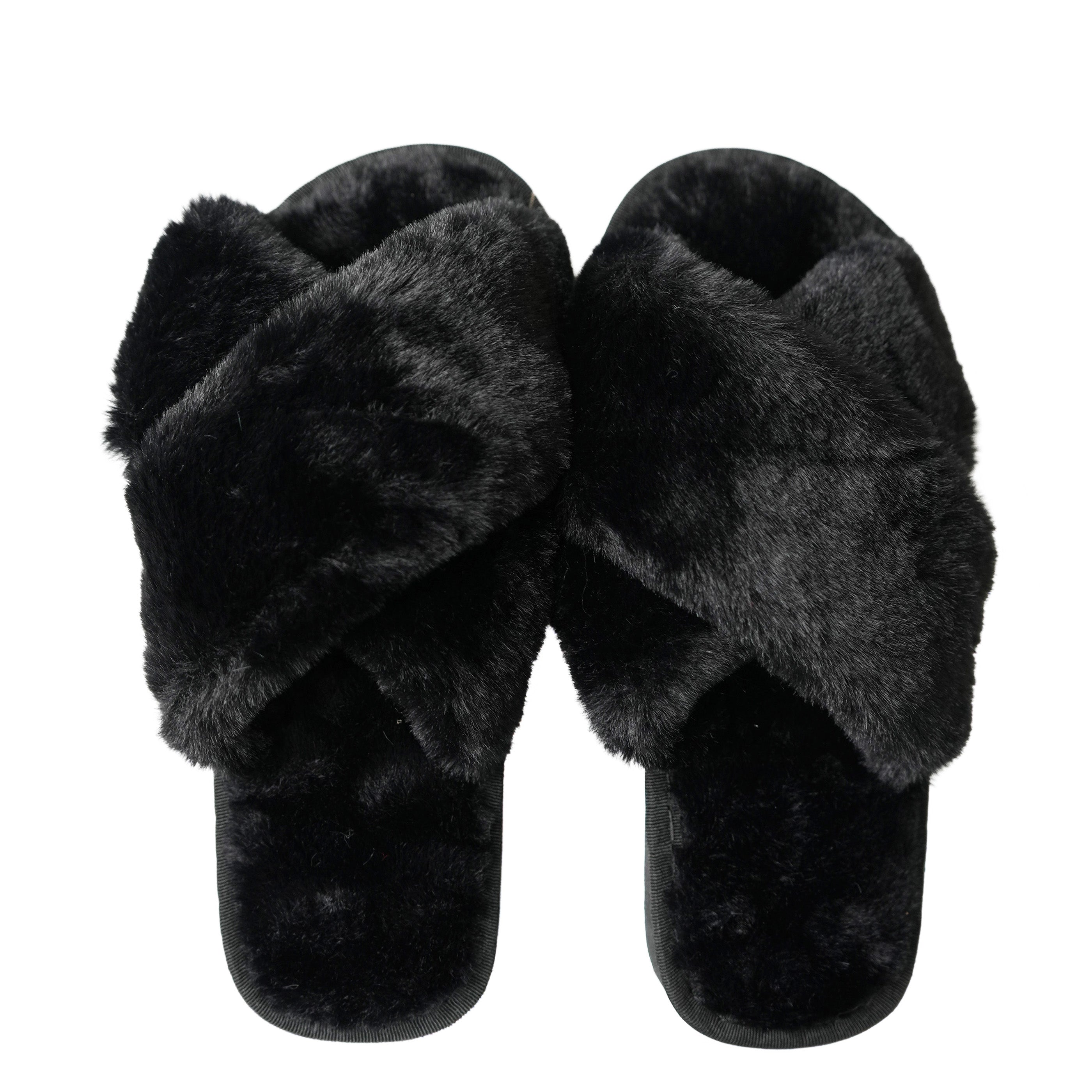 Pantoufle lanière croisé - noir