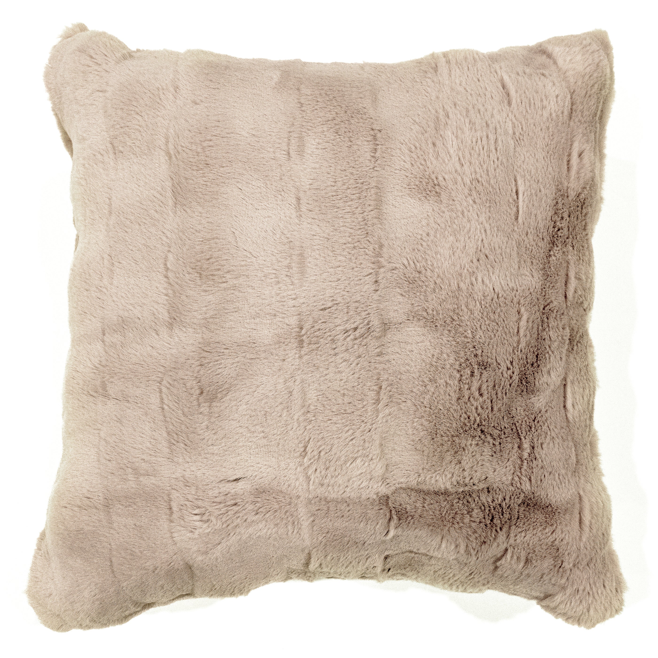 Coussin fausse fourrure poils courts - Taupe