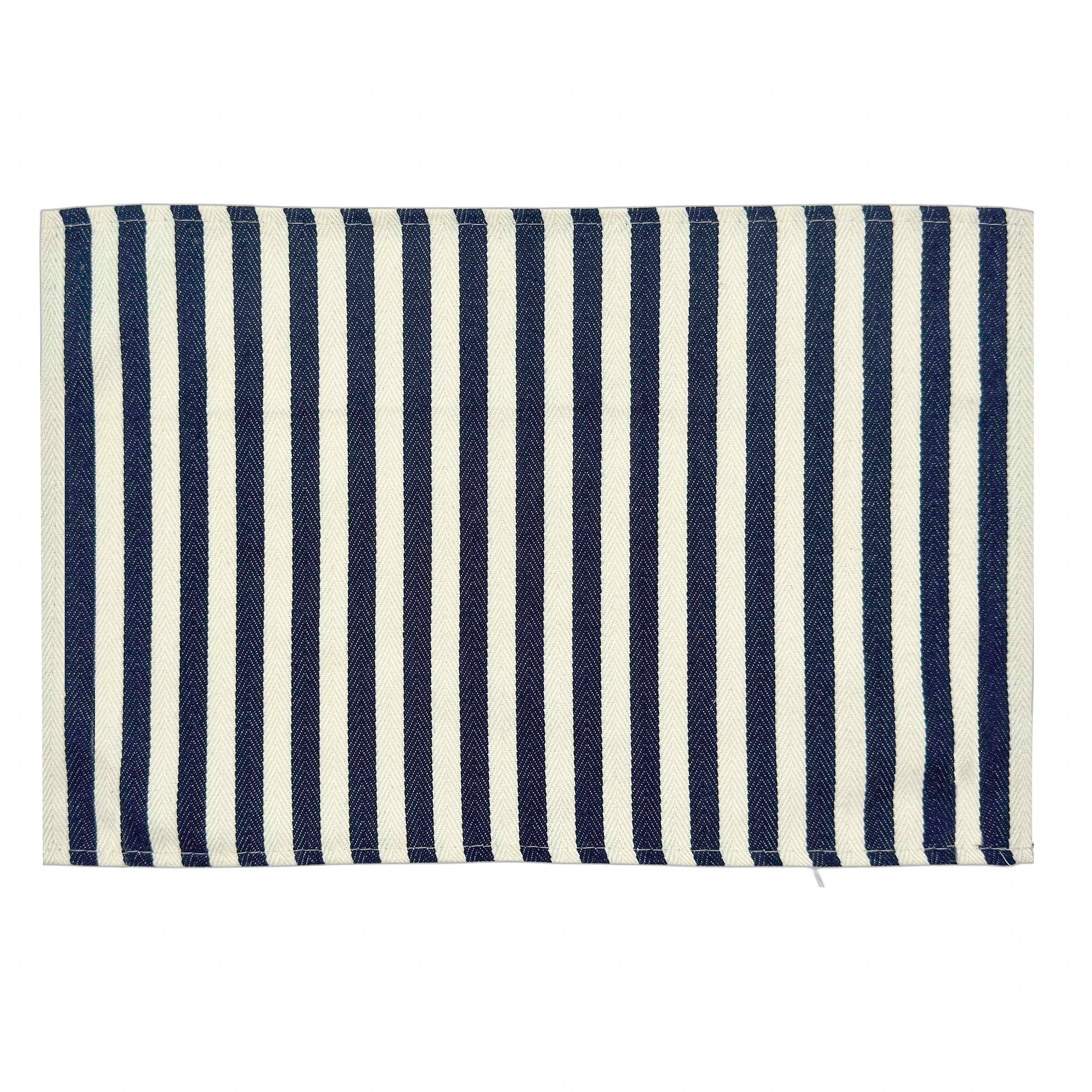 Napperon vintage rayé - Bleu