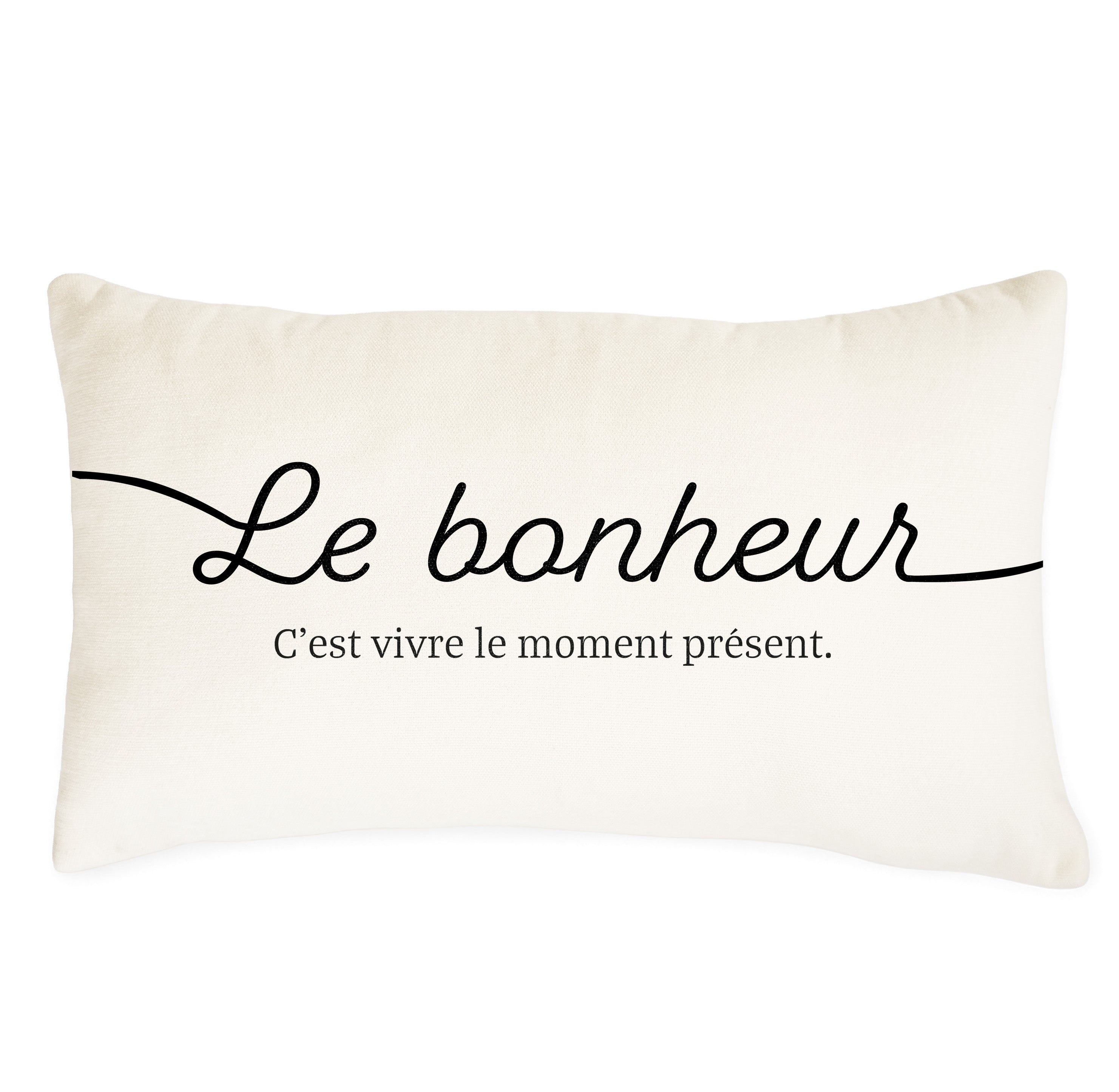 Coussin rectangle en chenille doux - Le bonheur
