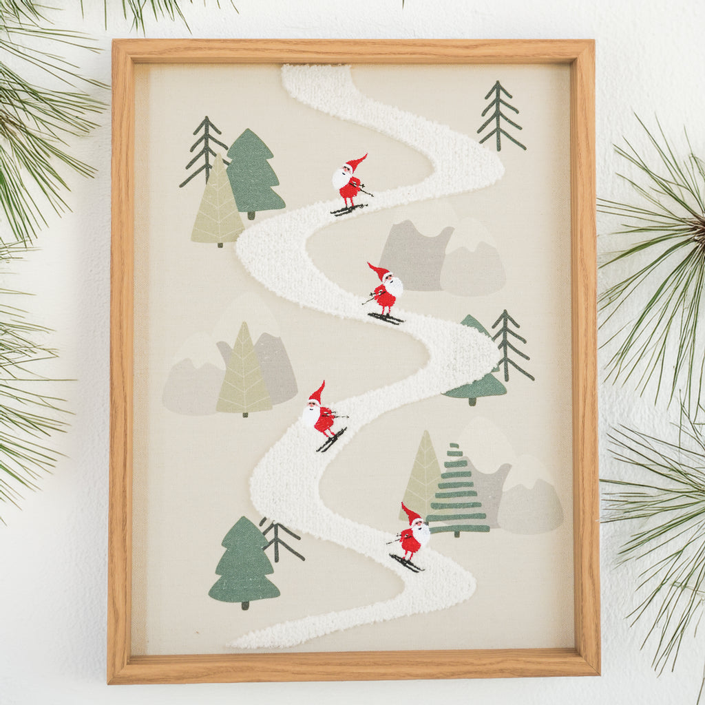 Cadre mural texturé - Père-Noël en ski